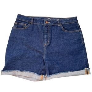 Boden Salcombe medium wash denim raw hem cuffed jean shorts